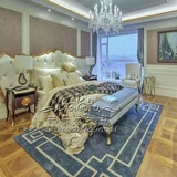时尚蓝色地中海宜家地毯沙发茶几客厅地毯卧室床边书房手工毯定制
