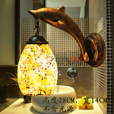 欧式壁灯地中海现代简约创意复古海豚客厅床头灯镜前灯过道阳台灯
