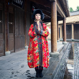中国原创民族风女装秋冬装棉麻复古唐装宽松大码加厚棉衣花布外套