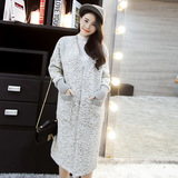 2015冬季新品韩版女装 长款V领单排扣加厚羊毛呢大衣呢子外套女