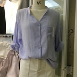 韩国东大门订单夏季女装16年新款VSHEL中袖薄软复古衬衫上衣