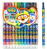 韩国进口正品儿童蜡笔 PORORO小企鹅油画棒无毒旋转式彩色笔 12色