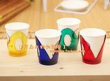韩国进口 彩色无毒环保杯托一次性纸杯托塑料隔热 透明杯架4个装