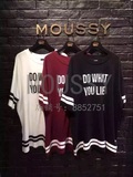 moussy2016夏季新款圆领字母条纹短袖T恤衫上衣代购0109AM90-5180