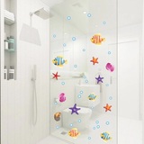 卡通蓝色海洋系列墙壁贴纸儿童房浴室可爱装饰贴画创意墙贴可移除