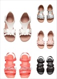HM H&M上海正品童装代购 女童女宝宝橘色和黑色绑带装饰凉鞋 16夏