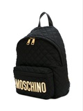 【TONQ】Moschino 莫斯奇诺 黑金色logo尼龙菱格双肩包大号/小号