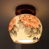 现代新中式景德镇陶瓷过道玄关走廊卧室中国风实木送LED吸顶灯具