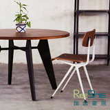 瑞舍 简约复古餐椅木椅铁艺设计师洽谈椅舒适高档现代新款DY-385