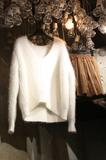 韩国女装代购新款V领针织貂绒毛衣女冬套头长袖修身保暖打底衫