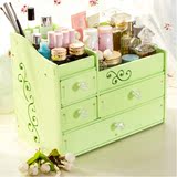 大号化妆品收纳盒 韩式梳妆台储物盒 木质桌面抽屉式卫生间收纳盒