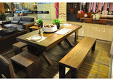 实木餐厅桌椅原木复古家具怀旧中西餐桌椅咖啡馆桌椅吃饭桌木头凳