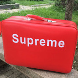 新款旅拍摄影道具红色箱子复古皮箱摆件diy supreme皮箱古着道具