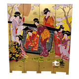 日式风格装饰背景隔断日本寿司店手绘饭店木质美容院折屏屏风p129