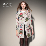 2015冬装新款 韩版简约中长款加棉加厚外套 修身长袖羊毛呢大衣女