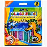 AMOS阿摩司GD10P6玻璃胶儿童胶画diy手工益智玩具6色创意海马套装
