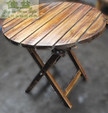 折叠桌-户外桌椅-圆桌 炭化火烧木户外家具-休闲家具-实木制家具