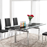 钢化玻璃餐桌 伸缩折叠餐台 家用饭桌 现代简约小户型餐桌椅 组合