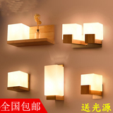 创意实木壁灯 日式木艺客厅卧室过道阳台LED壁灯中式床头原木壁灯