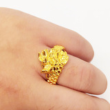 2016越南沙金新款欧币霸气个性龙头戒指如黄金颜色男款开口戒礼物