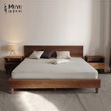 北欧简约床全实木1.8米单双人床日式床黑胡桃木橡木床卧室家具