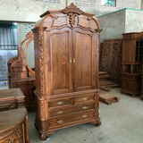 泰国代购实木家具欧式中式复古东南亚风情柚木手工制作衣柜