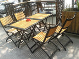 户外花园庭院家具铸铁实木公园桌椅酒店防腐木单人桌椅一桌两椅