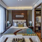 新中式床实木双人床 主题酒店床别墅样板房家具 后现代中式复古床
