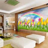 大型3D立体风景浪漫温馨郁金香主题壁画客厅卧室电视沙发背景墙纸