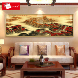 新中式客厅沙发背景墙装饰画横版风景单幅壁画办公室长城有框挂画