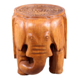 泰国手工艺品实木原色柚木木雕大象凳子招财落地摆件家居居礼品