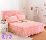 新款韩版公主蕾丝床裙床罩单件床头罩夹棉加厚席梦思防滑床套1.8m