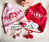 【丽婴房】正品 粉色玫红色加厚羊毛针织毛线护耳帽 儿童帽子