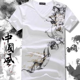 2016男士短袖T恤 绝版时尚个性中国风水墨画t恤男体恤全棉男装t恤