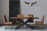 北欧风情loft铁艺实木做旧餐桌椅组合6人西餐桌办公桌椅会议桌