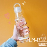 韩国简约小清新玻璃水杯透明学生英文字母水瓶创意便携手提随手杯