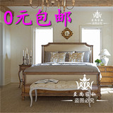 美式乡村做旧复古实木双人床 欧式法式高端床 东南亚仿古实木婚床