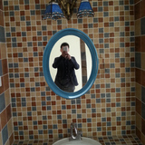 欧式浴室镜 卫生间壁挂镜子防水 卫浴椭圆地中海装饰梳妆台盆镜子