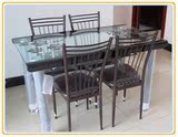 1.2米餐桌带四把椅子 钢化玻璃耐高温 实惠便宜 家用租房用都可以