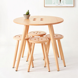 纽扣桌 北欧实木餐桌现代简约小户型圆形原创设计日式餐桌椅组合