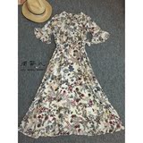 独家设计韩国订单小碎花连衣裙 V领 海边长裙