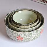 景德镇日式花卉陶瓷米饭碗 仿古瓷和风面碗 汤碗 小碗 3款4色选