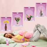3D立体仿真窗精品花瓶贴 创意家居装饰客厅沙发卧室床头墙贴画纸