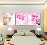 粉色花卉 客厅卧室装饰画无框画 沙发背景墙挂画壁画 三联