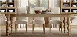 法式复古家具 原单亚麻面料筒背实木RH餐椅可定制餐桌椅布艺椅