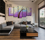 纯手绘油画客厅装饰画沙发背景墙画挂画壁画五联无框画立体发财树