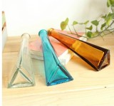 ZAKKA 长形 木塞玻璃瓶 插花瓶 蓝色/茶色 透明  长条三角形批发