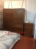 纯实木大衣柜双移门衣橱环保简约黑胡桃色现代美式卧室家具红橡木