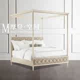 美式新古典后现代实木床1.51.8米双人床欧式四柱床软包床雕刻婚床