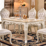 欧式特价长方形整装餐桌椅6人4组合天然大理石实木田园简约长方桌